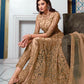 Myra Beige Net Embroidery Gown | Swadesiicart