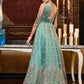 Myra Mint Blue Net Embroidery Gown | Swadesiicart