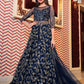 Myra Navy Blue Net Embroidery Gown | Swadesiicart