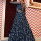 Myra Navy Blue Net Embroidery Gown | Swadesiicart