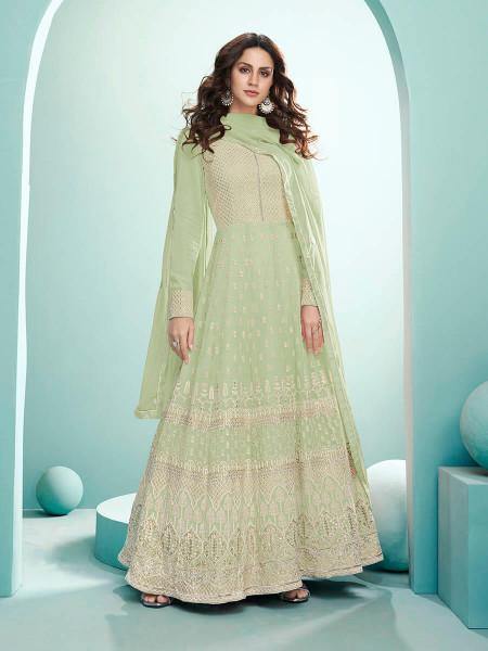 Myra Pista Georgette Embroidered Anarkali Suit | Swadesiicart