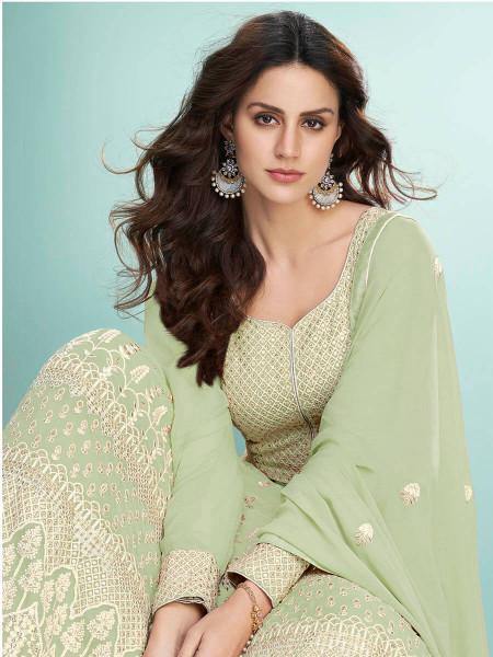 Myra Pista Georgette Embroidered Anarkali Suit | Swadesiicart