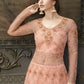 Myra Peach Soft Net Embroidered Handwork Gown Style Suit | Swadesiicart