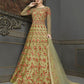 Myra Green Soft Net Embroidered Handwork Gown Style Suit | Swadesiicart