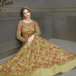 Myra Green Soft Net Embroidered Handwork Gown Style Suit | Swadesiicart