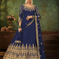 Myra Navy Blue Georgette Embroidered Gown | Swadesiicart