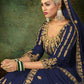 Myra Navy Blue Georgette Embroidered Gown | Swadesiicart