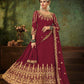 Myra Maroon Georgette Embroidered Gown | Swadesiicart