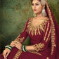 Myra Maroon Georgette Embroidered Gown | Swadesiicart