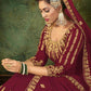 Myra Maroon Georgette Embroidered Gown | Swadesiicart