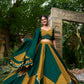 Lorenvalley Green Pure Cotton Plain And Printed With Cowrie (Kodi) Lace Touch Up Lehenga Choli with Dupatta | Swadesiicart