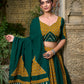 Lorenvalley Green Pure Cotton Plain And Printed With Cowrie (Kodi) Lace Touch Up Lehenga Choli with Dupatta | Swadesiicart