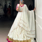 Lorenvalley Fashion White Pure Rayon Embossed Design With Gota Patti Lace Touch Up Lehenga Choli with Dupatta | Swadesiicart