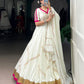 Lorenvalley Fashion White Pure Rayon Embossed Design With Gota Patti Lace Touch Up Lehenga Choli with Dupatta | Swadesiicart