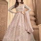 Myra Dusty Pink Butterfly Net Embroidered Anarkali Suit | Swadesiicart