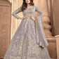 Myra Dusty Grey Butterfly Net Embroidered Anarkali Suit | Swadesiicart