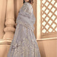 Myra Dusty Grey Butterfly Net Embroidered Anarkali Suit | Swadesiicart