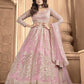 Myra Pink Butterfly Net Embroidered Anarkali Suit | Swadesiicart