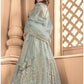Myra Sea Blue Butterfly Net Embroidered Anarkali Suit | Swadesiicart