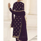 Myra Wine Jacket style Heavy Embroidered Suit | Swadesiicart
