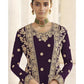 Myra Wine Jacket style Heavy Embroidered Suit | Swadesiicart