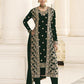 Myra Deep Green Jacket style Heavy Embroidered Suit | Swadesiicart