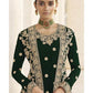 Myra Deep Green Jacket style Heavy Embroidered Suit | Swadesiicart