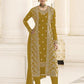 Myra Mustard Yellow Jacket style Heavy Embroidered Suit | Swadesiicart