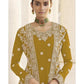 Myra Mustard Yellow Jacket style Heavy Embroidered Suit | Swadesiicart