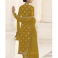 Myra Mustard Yellow Jacket style Heavy Embroidered Suit | Swadesiicart