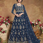 Myra Navy Blue Heavy Embroidered Butterfly Net Anarkali Suit | Swadesiicart