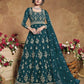 Myra Rama Green Heavy Embroidered Butterfly Net Anarkali Suit | Swadesiicart