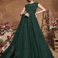Myra Bottle Green Heavy Embroidered Gown Suit | Swadesiicart