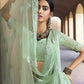 Green Heavy Embroidered Soft Net Bridal Lehenga