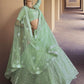 Myra Green Heavy Embroidered Soft Net Bridal Lehenga online