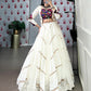 Lorenvalley White Pure Rayon Sequins Lace Touch Up Lehenga Choli | Swadesiicart