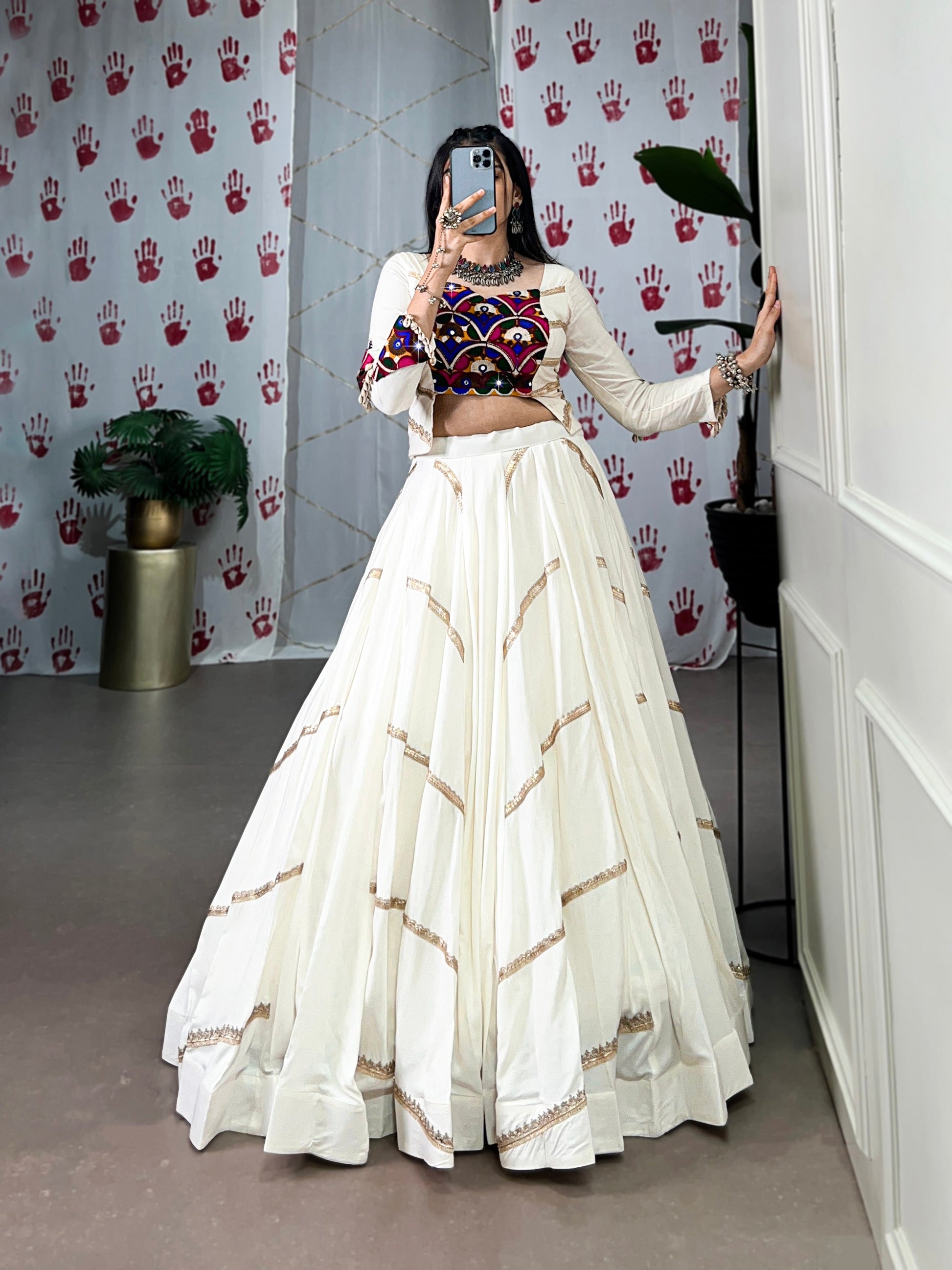 Lorenvalley White Pure Rayon Sequins Lace Touch Up Lehenga Choli | Swadesiicart