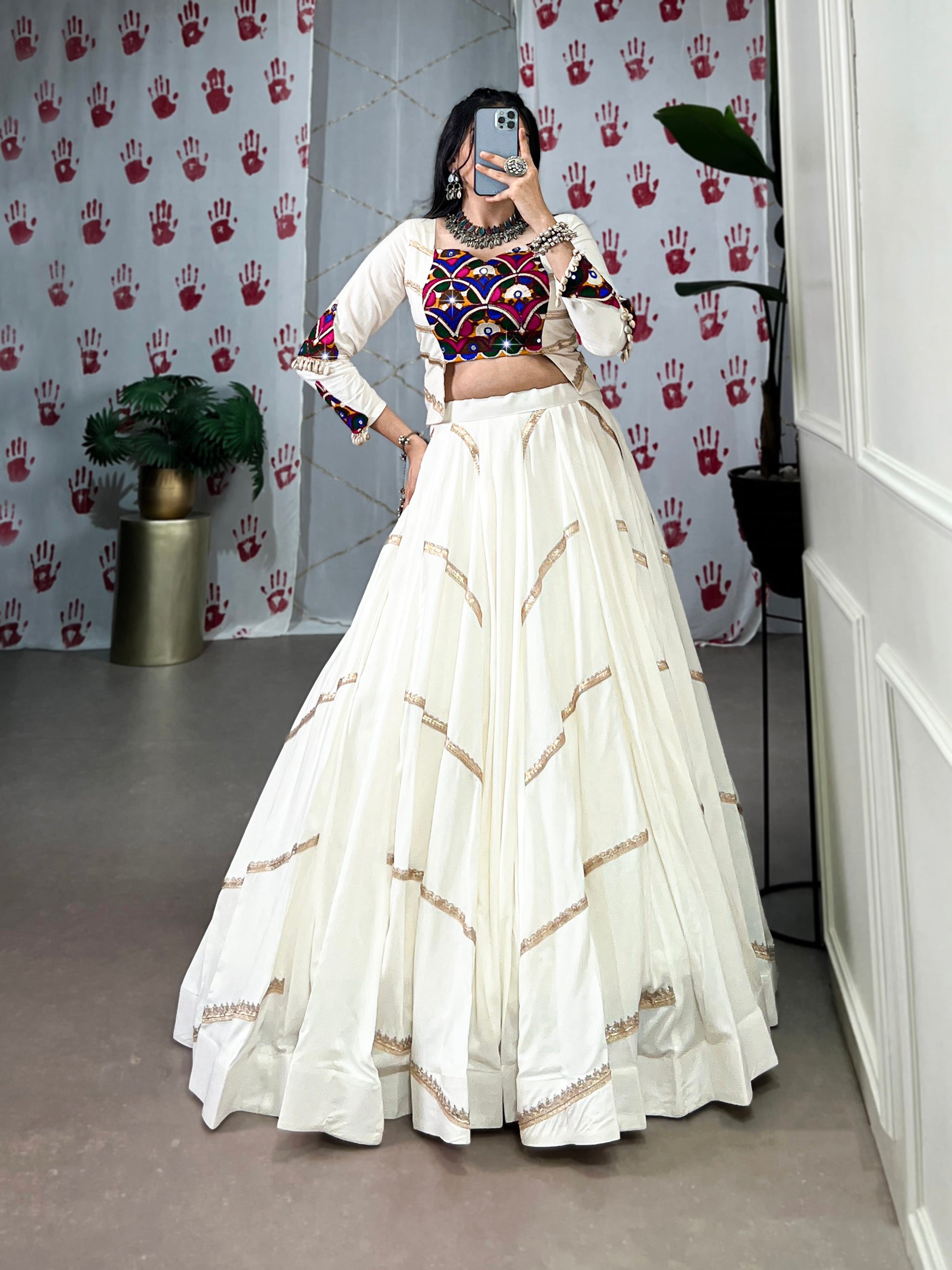 Lorenvalley White Pure Rayon Sequins Lace Touch Up Lehenga Choli | Swadesiicart