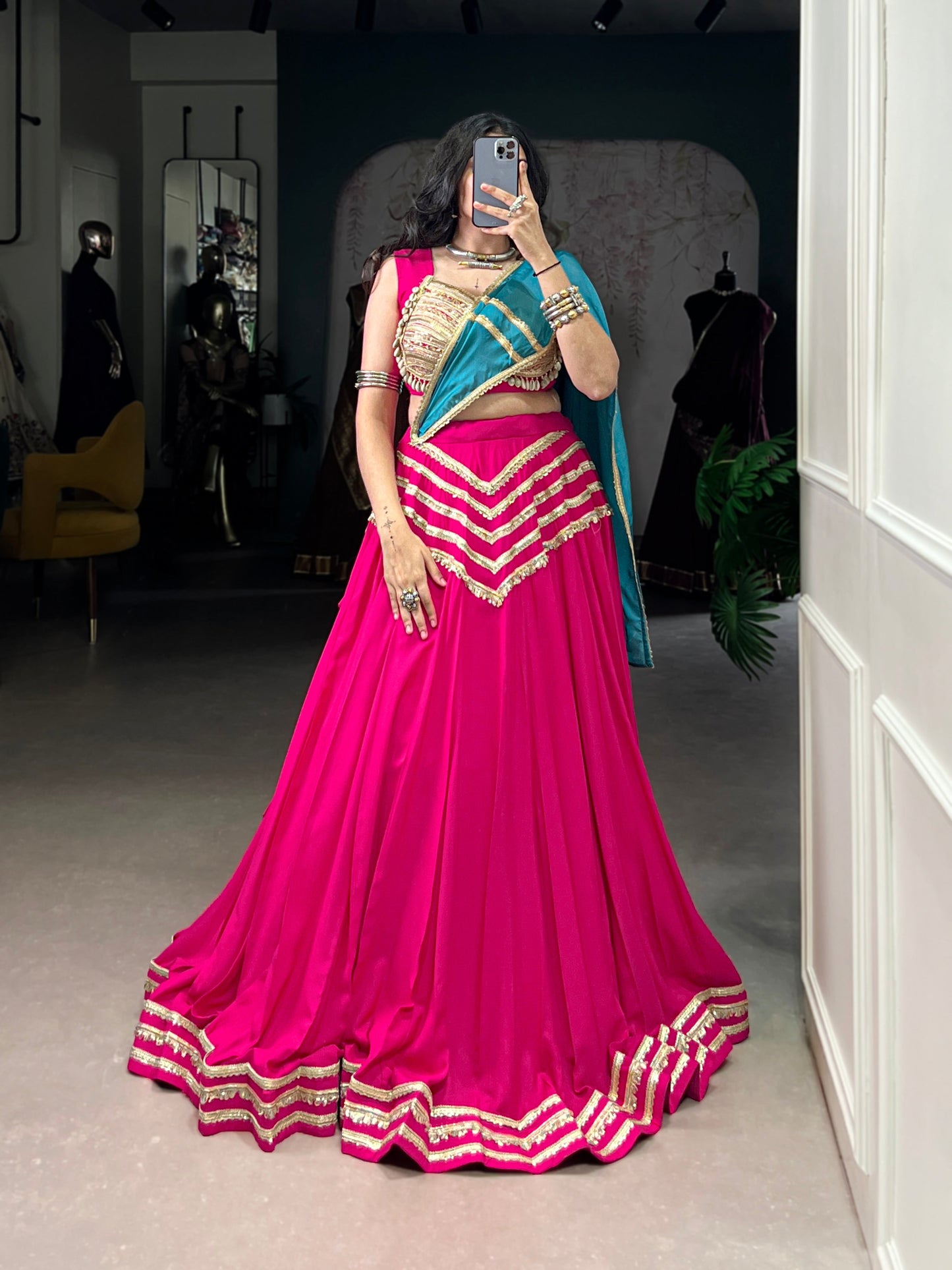 Lorenvalley Fashion Pink Pure Cotton Sequins Lace Touch Up Lehenga Choli with Dupatta | Swadesiicart