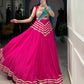 Lorenvalley Fashion Pink Pure Cotton Sequins Lace Touch Up Lehenga Choli with Dupatta | Swadesiicart