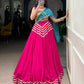 Lorenvalley Fashion Pink Pure Cotton Sequins Lace Touch Up Lehenga Choli with Dupatta | Swadesiicart