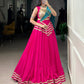 Lorenvalley Fashion Pink Pure Cotton Sequins Lace Touch Up Lehenga Choli with Dupatta | Swadesiicart