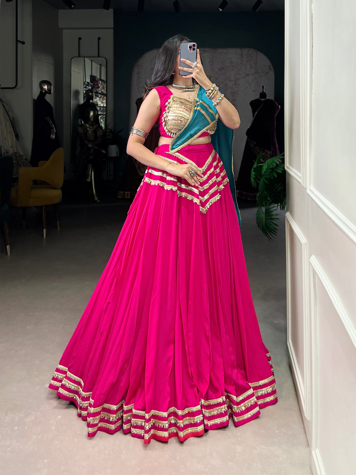 Lorenvalley Fashion Pink Pure Cotton Sequins Lace Touch Up Lehenga Choli with Dupatta | Swadesiicart