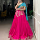 Lorenvalley Fashion Pink Pure Cotton Sequins Lace Touch Up Lehenga Choli with Dupatta | Swadesiicart