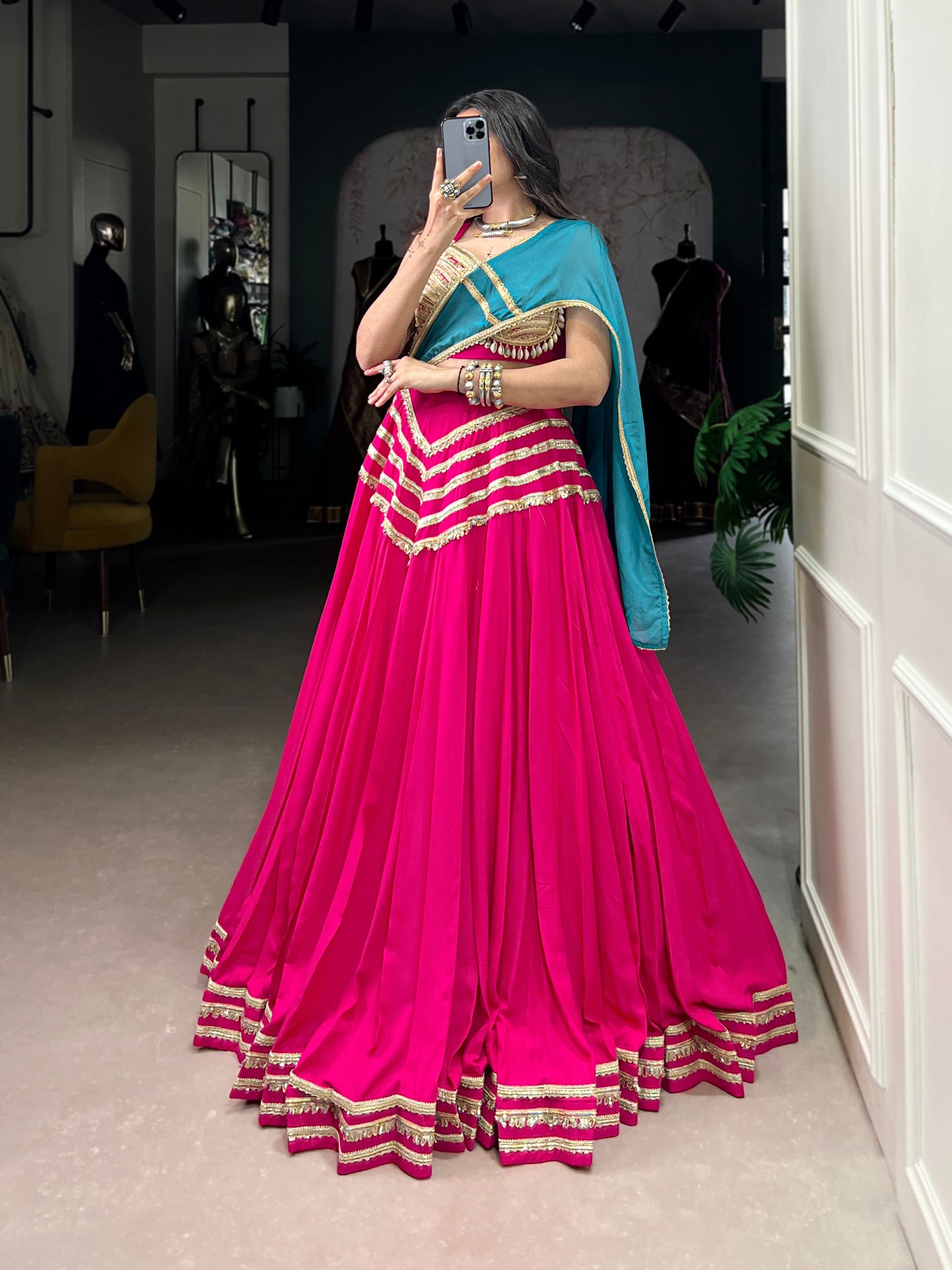 Lorenvalley Fashion Pink Pure Cotton Sequins Lace Touch Up Lehenga Choli with Dupatta | Swadesiicart