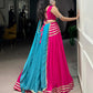 Lorenvalley Fashion Pink Pure Cotton Sequins Lace Touch Up Lehenga Choli with Dupatta | Swadesiicart