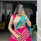 Lorenvalley Fashion Pink Pure Cotton Sequins Lace Touch Up Lehenga Choli with Dupatta | Swadesiicart