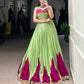 Lorenvalley Fashion Parrot Pure Rayon Embossed Design With Gotta Patti Lace Touch Up Lehenga Choli | Swadesiicart