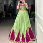 Lorenvalley Fashion Parrot Pure Rayon Embossed Design With Gotta Patti Lace Touch Up Lehenga Choli | Swadesiicart