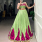 Lorenvalley Fashion Parrot Pure Rayon Embossed Design With Gotta Patti Lace Touch Up Lehenga Choli | Swadesiicart